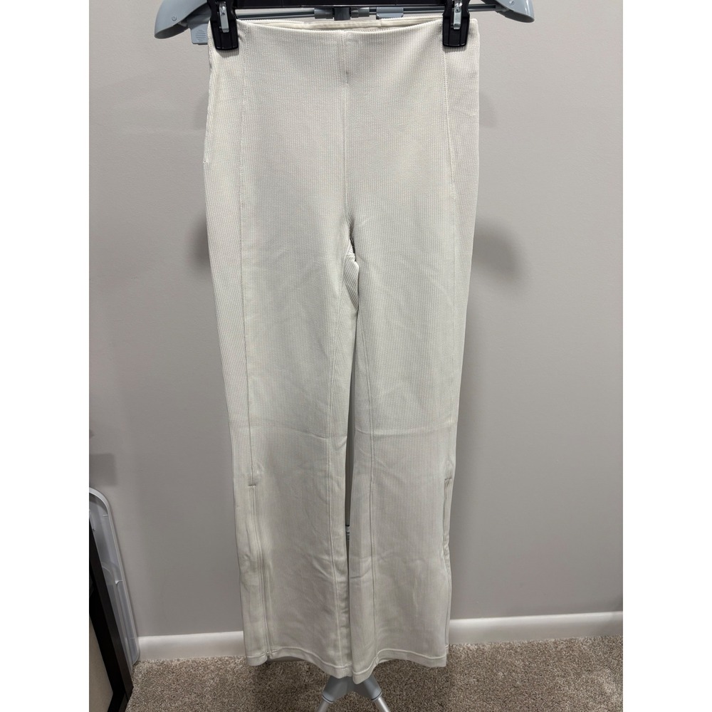 Lululemon Brushed Softstreme Ribbed Zip Flared Pant 32.5" Bone Size 4 Cream